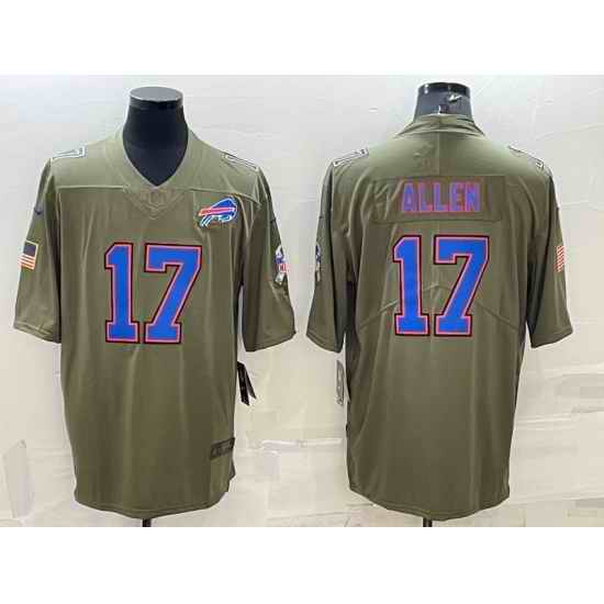 Men Buffalo Bills #17 Josh Allen Olive Salute To Service Limited Stitched Jersey