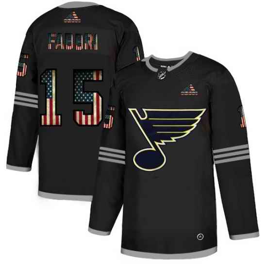 Men St.Louis Blues #15 Robby Fabbri Black USA Flag Fashion Adidas Jersey