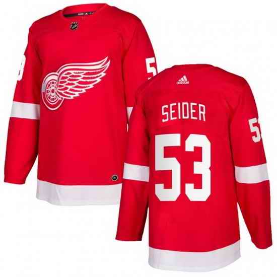 Men Detroit Red Wings #53 Moritz Seider Red Stitched jersey