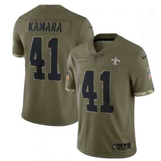Men New Orleans Saints #41 Alvin Kamara Olive 2022 Salute To Service Limited Stitched Jersey