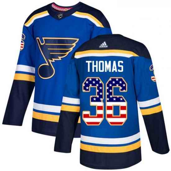 Youth Adidas St Louis Blues #36 Robert Thomas Authentic Blue USA Flag Fashion NHL Jersey