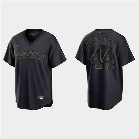 Men Houston Astros #44 Yordan Alvarez Black Pitch Black Fashion Replica Stitched Jersey