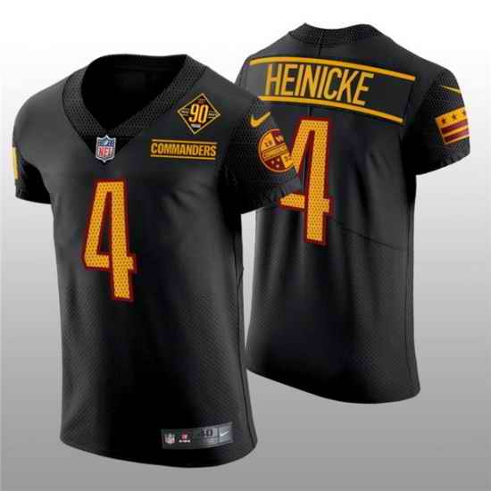 Men Washington Commanders #4 Taylor Heinicke 90th Anniversary Black Elite Stitched Jersey