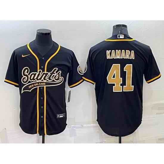 Men New Orleans Saints #41 Alvin Kamara Black Stitched MLB Cool Base Nike Baseball Jersey