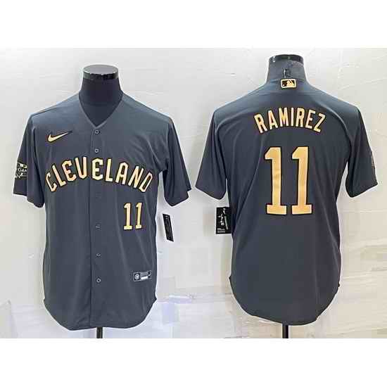 Men Cleveland Guardians #11 Jos E9 Ram EDrez 2022 All Star Charcoal Cool Base Stitched Baseball Jersey