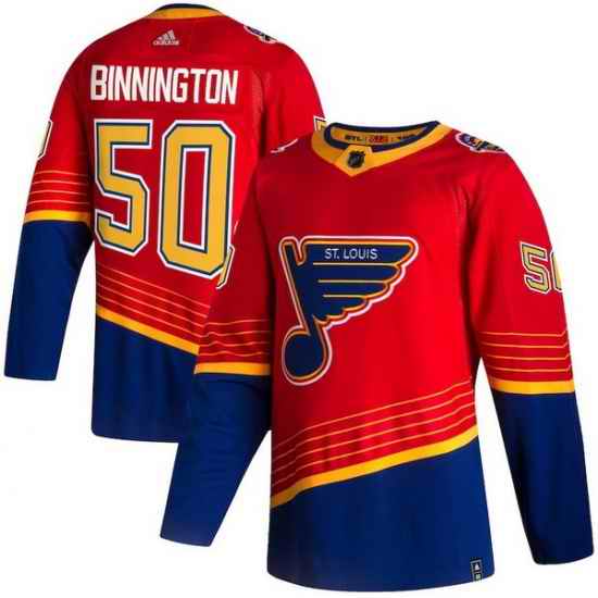 Men St.Louis Blues 50 Jordan Binnington Red 2020 #21 Reverse Retro Adidas Jersey