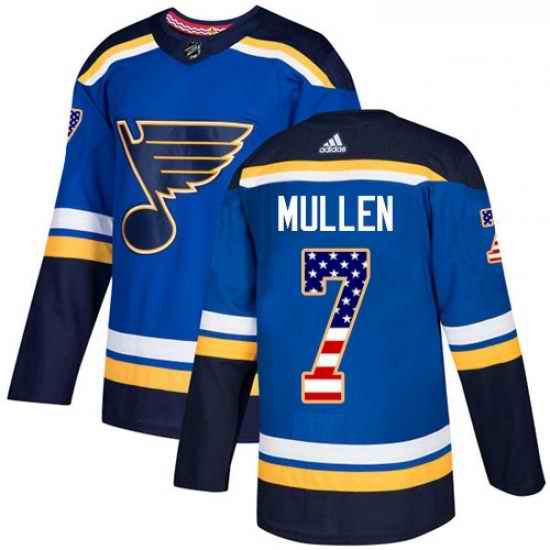 Youth Adidas St Louis Blues #7 Joe Mullen Authentic Blue USA Flag Fashion NHL Jersey