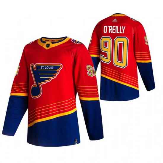 Men St  Louis Blues 90 Ryan O 27Reilly Red Adidas 2020 #21 Reverse Retro Alternate NHL Jersey