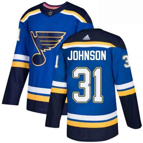 Mens Adidas St Louis Blues #31 Chad Johnson Authentic Royal Blue Home NHL Jersey