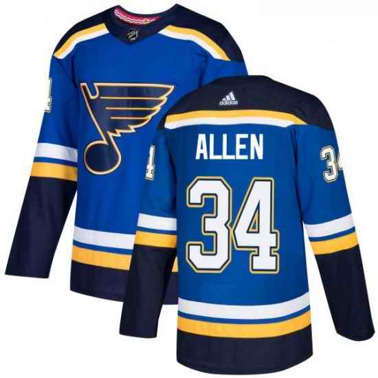 Youth Adidas St Louis Blues #34 Jake Allen Premier Royal Blue Home NHL Jersey