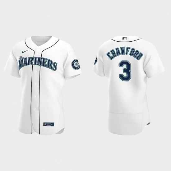 Men Seattle Mariners #3 J P  Crawford White Flex Base Stitched Jersey