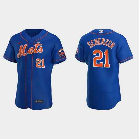 Men New York Mets #21 Max Scherzer Royal Flex Base Stitched jersey