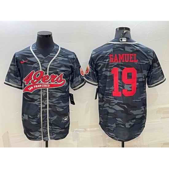 Men San Francisco 49ers #19 Deebo Samuel Grey Red Camo With Patch Cool Base Stitched Baseball Jersey