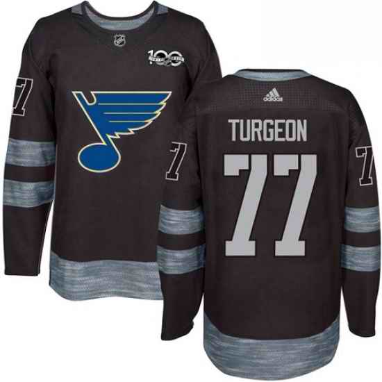 Mens Adidas St Louis Blues #77 Pierre Turgeon Authentic Black 1917 2017 100th Anniversary NHL Jersey