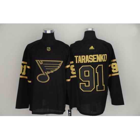 Blues #91 Vladimir Tarasenko Black Gold Adidas Jersey