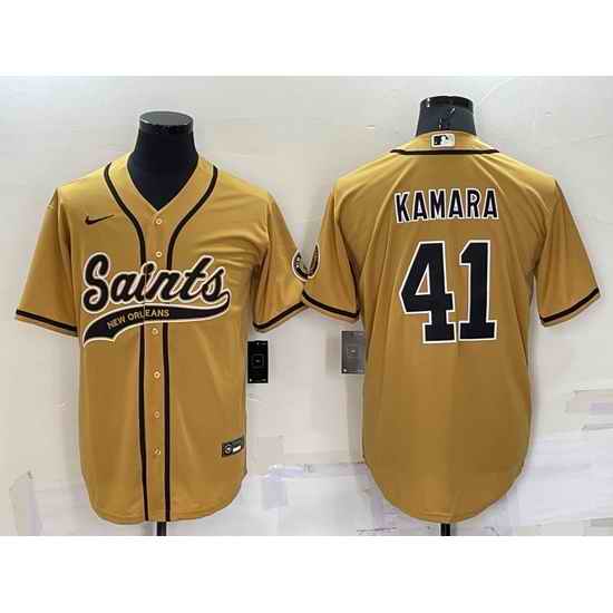 Men New Orleans Saints #41 Alvin Kamara Gold Cool Base Stitched Baseball Jersey