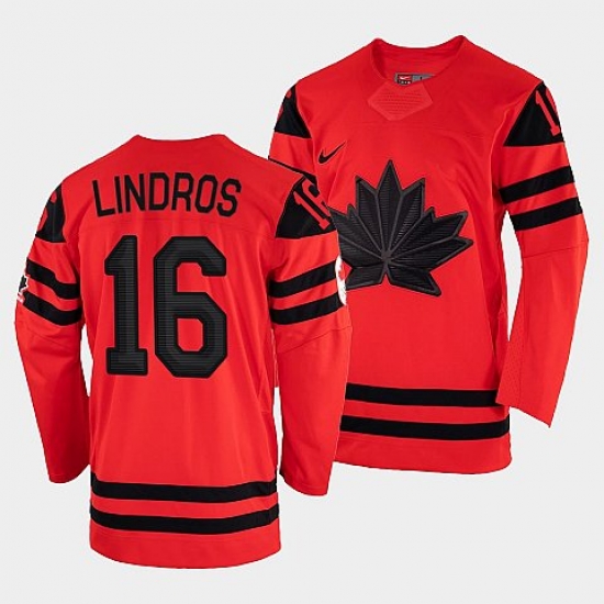 Men's Canada Hockey Eric Lindros Red 2022 Winter Olympic #16 Gold Winner Jersey