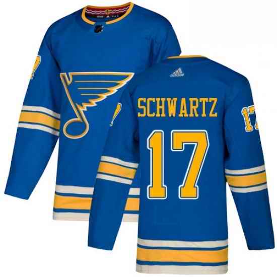 Mens Adidas St Louis Blues #17 Jaden Schwartz Blue Alternate Authentic Stitched NHL Jersey