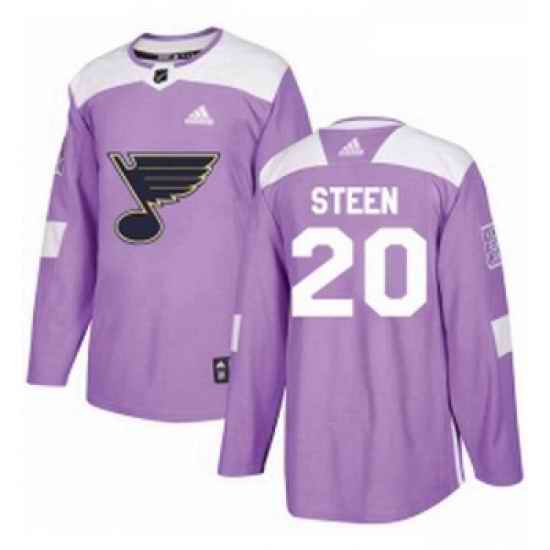 Youth Adidas St Louis Blues #20 Alexander Steen Authentic Purple Fights Cancer Practice NHL Jersey