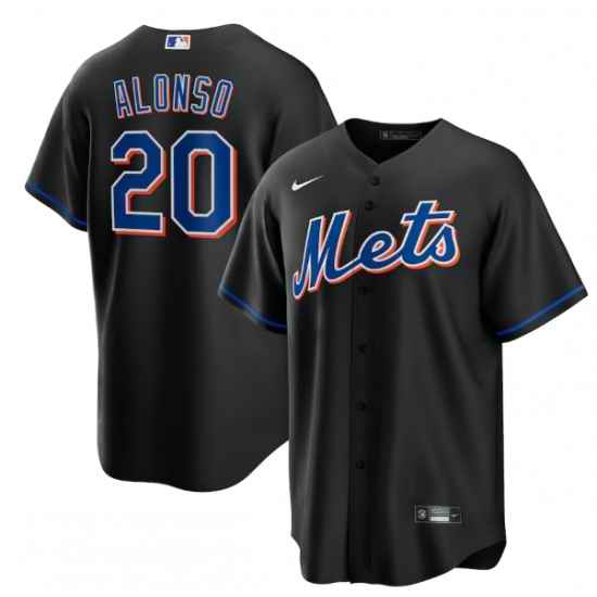 Men New York Mets #20 Pete Alonso 2022 Black Cool Base Stitched Baseball Jersey