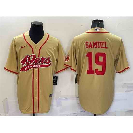 Men San Francisco 49ers #19 Deebo Samuel Gold With Patch Cool Base Stitched Baseball Jersey