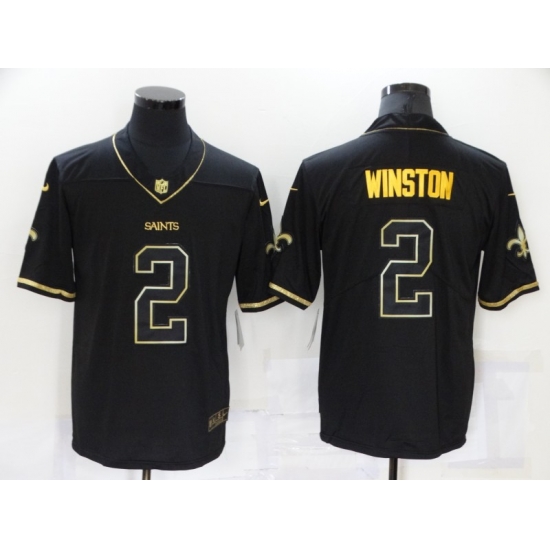 Nike New Orleans Saints Jameis Winston #2 Black Outline Vapor Untouchable Limited Jersey
