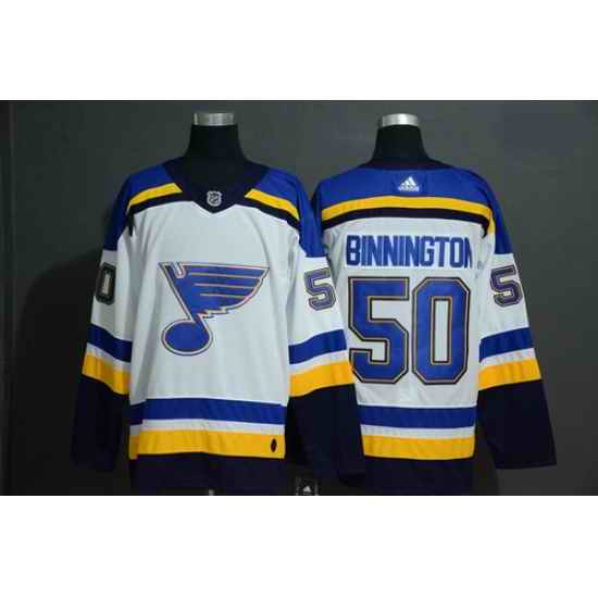 Blues #50 Jordan Binnington White Adidas Jersey
