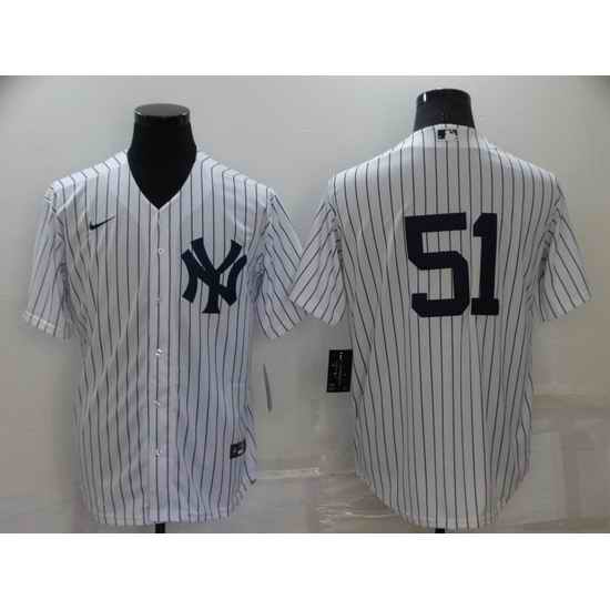 Men New York Yankees #51 Bernie Williams White Cool Base Stitched Baseball jersey