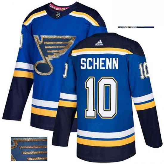 Mens Adidas St Louis Blues #10 Brayden Schenn Authentic Royal Blue Fashion Gold NHL Jersey