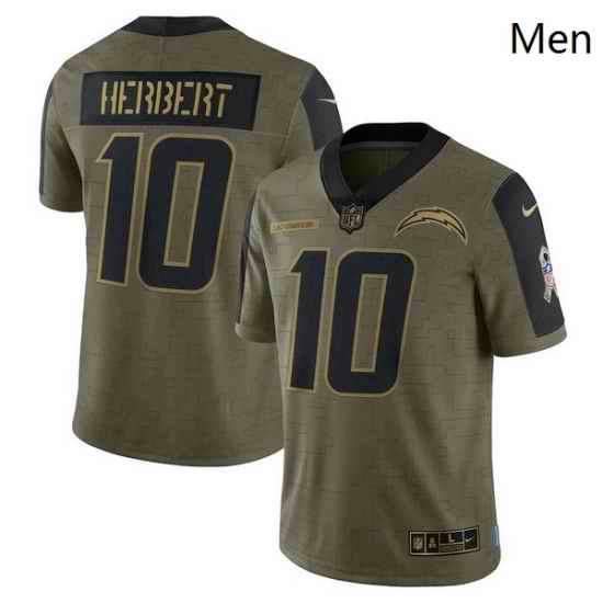 Men's Los Angeles Chargers Justin Herbert Nike Olive 2021 Salute To Service Limited Player Jersey