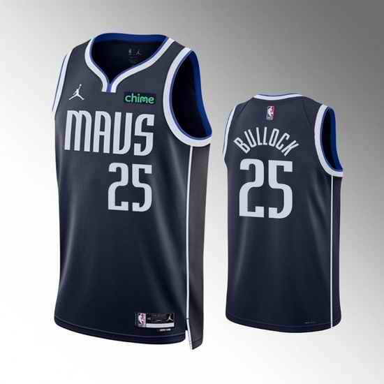 Men Dallas Mavericks #25 Reggie Bullock Navy Statement Edition Stitched Basketball Jersey