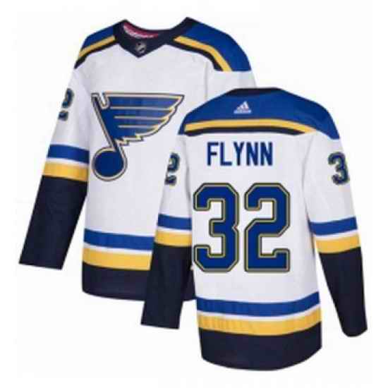 Mens Adidas St Louis Blues #32 Brian Flynn Authentic White Away NHL Jersey