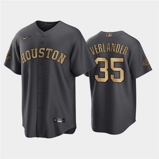 Men Houston Astros #35 Justin Verlander 2022 All Star CharcoalCool Base Stitched Baseball Jersey