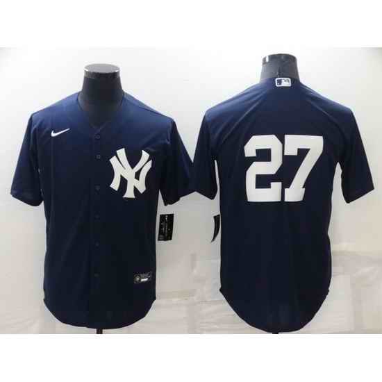 Men New York Yankees #27 Giancarlo Stanton Navy Cool Base Stitched jersey