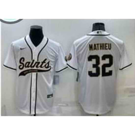 Men New Orleans Saints #32 Tyrann Mathieu White Stitched MLB Cool Base Nike Baseball Jersey