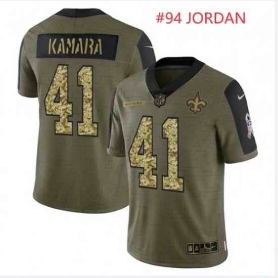 Men New Orleans Saints #94 Cameron Jordan 2021 Salute To Service Olive Camo Limited Stitched Jersey