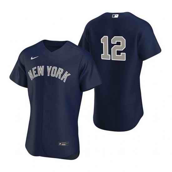 Men New York Yankees #12 Isiah Kiner Falefa Navy Flex Base Stitched jersey