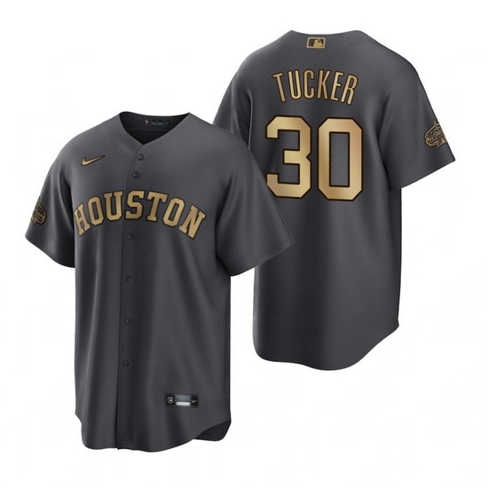 Men Houston Astros #30 Kyle Tucker 2022 All Star Charcoal Cool Base Stitched Baseball Jersey