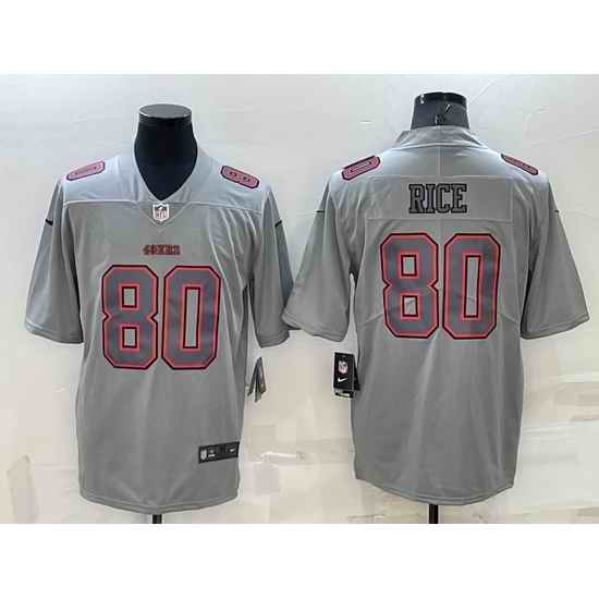 Men San Francisco 49ers #80 Jerry Rice Grey Atmosphere Fashion Stitched Jersey