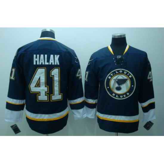 ST.LOUIS BLUES #41 Halak Dark Blue Jerseys