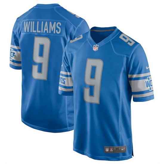 Men Detroit Lions #9 Jameson Williams 2022 Blue Stitched Game Jersey