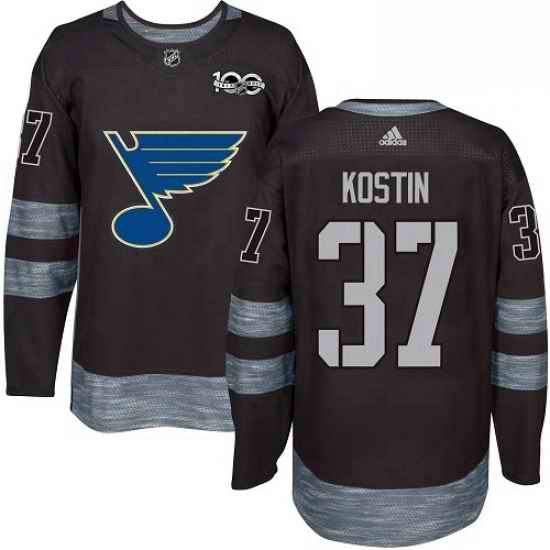 Mens Adidas St Louis Blues #37 Klim Kostin Authentic Black 1917 2017 100th Anniversary NHL Jersey