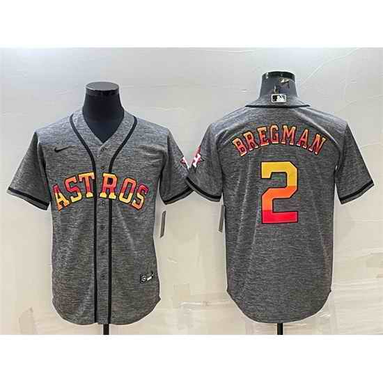 Men Houston Astros #2 Alex Bregman Grey Cool Base Stitched Baseball Jersey