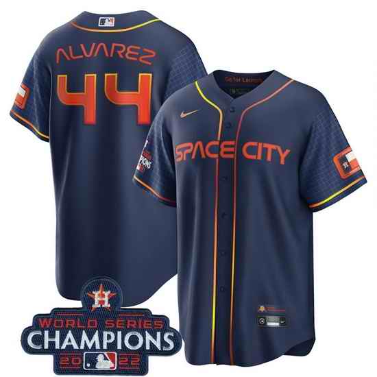 Men Houston Astros #44 Yordan Alvarez Navy 2022 World Series Champions City Connect Stitched Baseball Jersey
