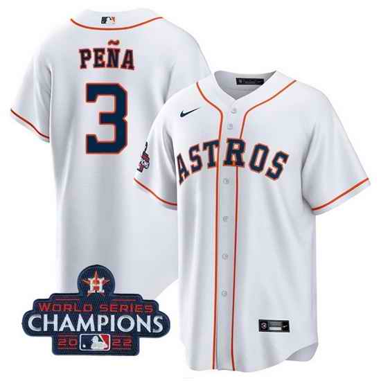 Men Houston Astros #3 Jeremy Pena White 2022 World Series Champions Cool Base Stitched Baseball Jersey