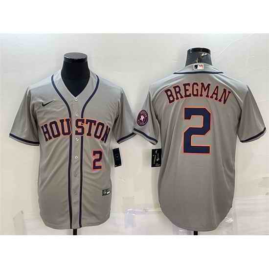 Men Houston Astros #2 Alex Bregman White With Patch Cool Base Stitched Jerseys