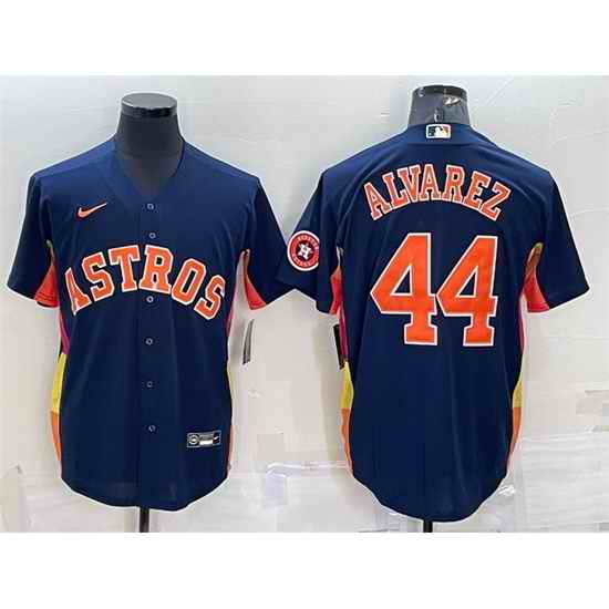 Men Houston Astros #44 Yordan Alvarez Navy With Patch Cool Base Stitched Jersey