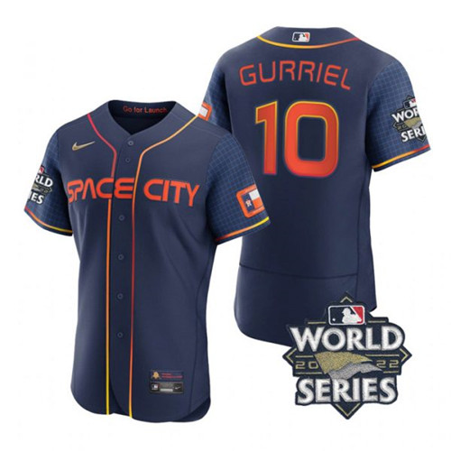 Astros #10 Yuli Gurriel Navy Nike 2022 World Series City Connect Flexbase Jersey