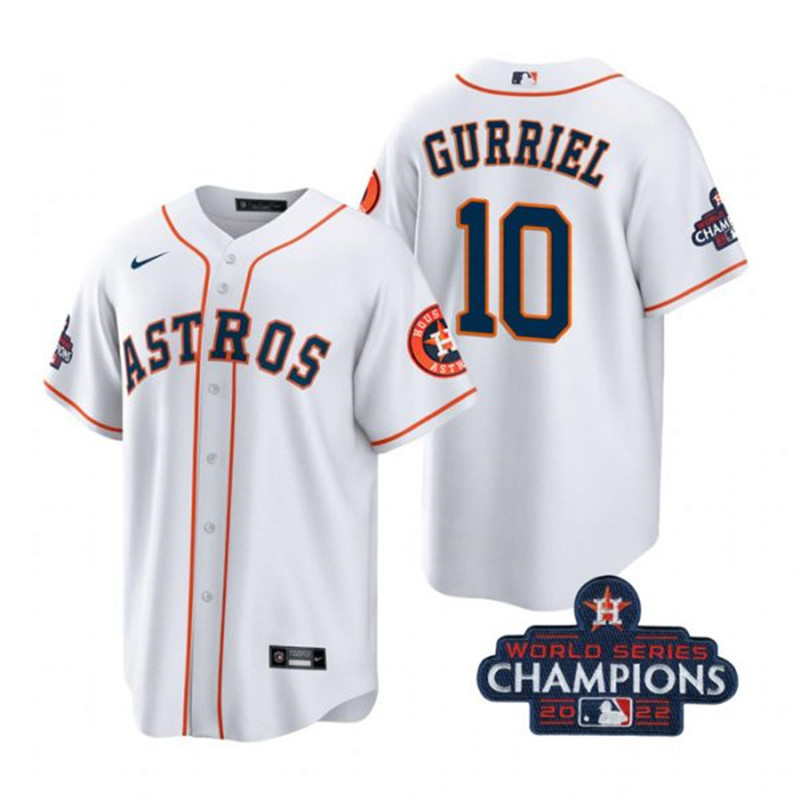 Astros #10 Yuli Gurriel White 2022 World Series Champions Cool Base Jersey