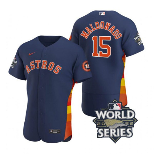 Astros #15 Martin Maldonado Navy Nike 2022 World Series Flexbase Jersey